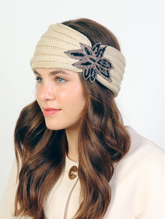 Rhinestone Knit Flower Headband